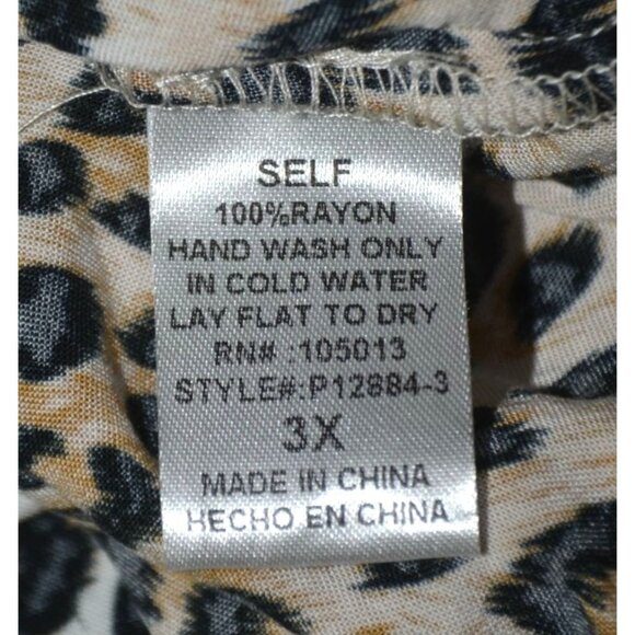 Savanna Jane Cheetah Print 3/4 Bell Sleeve Embroidered Floral Blouse Top Size 3X - Picture 11 of 12